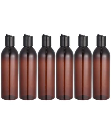 6PCs 250ml portable travel bottles Refillable plastic bottles plastic squeegee with a slice lock for shampoo lotion (bottle) brown