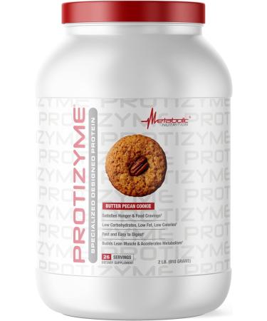 Metabolic Nutrition Protizyme 100% Whey Protein Powder High Protein Low Carb Low Fat Whey Protein Digestive Enzymes 24 Essential Vitamins and Minerals Butter Pecan Cookie 2 Pound (26 ser) Butter Pecan Cookie 2 Poun  - Buy Online on GoSupps.com