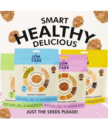 The Low Carb Co Super Seed Crackers Gluten Free and Keto Friendly Healthy Snacks Vegan Zero Sugar Paleo and Diabetic Friendly Nut Free High Protein Crackers with Fibre - Cracked Black Pepper 101g (Pack of 3) - Buy Online on GoSupps.com