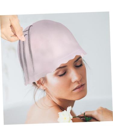 FRCOLOR 5pcs Silicone Highlighter Cap Salon Hairdressing Tools Salon Hair Caps Salon Hair Highlighting Hat Highlight Cap for Hair with Hook Coloring Pink Translucent Headgear - Buy Online on GoSupps.com