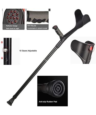 Adjustable Forearm Canes for Adults Black Folding Aluminum Crutches Lightweight Comfortable Elderly Walker Travel and Work Use - Buy Online on GoSupps.com