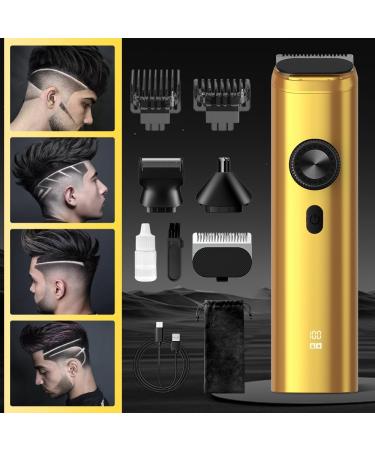 Sejoy Beard Trimmer & Grooming Kit for Men - Cordless Waterproof USB Rechargeable Hair Clippers & Nose Hair Trimmer with LED Display - All-in-One Gold Set - Buy Online on GoSupps.com