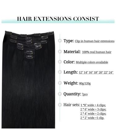 Doores Clip-In Extensions | Real Hair Deep Black 35cm (14 Inch) | 120g - 7 Piece Set - Natural Straight Hair - Buy Online on GoSupps.com