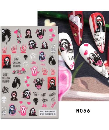Halloween Nail Stickers 6 Sheets Self-Adhesive Nail Decal Ghost Skull Witch Spider Nail Art Decoration Design Supplies - Buy Online on GoSupps.com