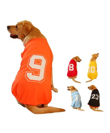 Dog shirt number printed summer basic vest puppy breathable t-shirt pet sleeving tank top clothing for large medium-sized and small dogs (xxx large orange) xxx-large orange