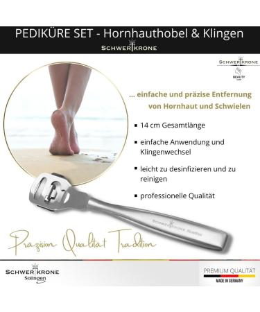 Schwertkrone Stainless Steel Callus Plane - 20 Replacement Blades | Premium Solingen Foot Care Tool - Buy Online on GoSupps.com