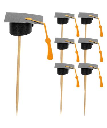 ABOOFAN 7pcs Graduation Cake Toppers Mini Graduation Caps Cupcake Picks for Class of 2024 Graduation Party Decorations