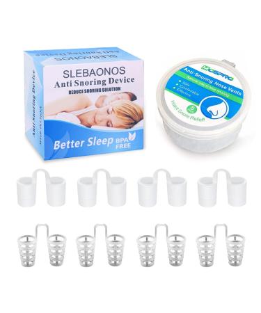 SLEBAONOS 8 Pack Same Size Nose Vents (Pack of 8 X-Large Size) to Ease Breathing Anti Snoring Device Nose Vents with Breathing Relief Nasal Dilator Includes Travel Case