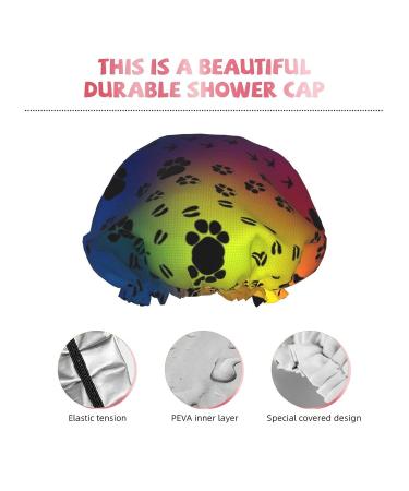 Paw Prints Pattern Waterproof Shower Cap for Women - Fits All Head Sizes & Hair Textures - Buy Online on GoSupps.com