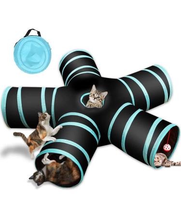 Cat Tunnel Toy 5 Way, Collapsible Cat Playhouse Pet Play Tunnel Tube with Storage Bag for Cats, Puppy, Rabbits, Ferret, Guinea Pig, Indoor and Outdoor Use