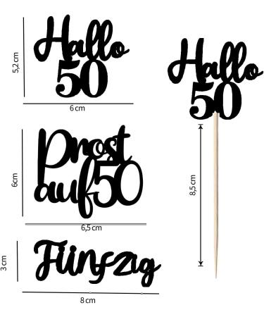 LOINFE Birthday Cupcake Toppers Pack of 24 Cake Toppers Birthday Happy Birthday 50 Years Cake Decoration Cake Decoration for Party Decoration Cake Decorations (Black) - Buy Online on GoSupps.com