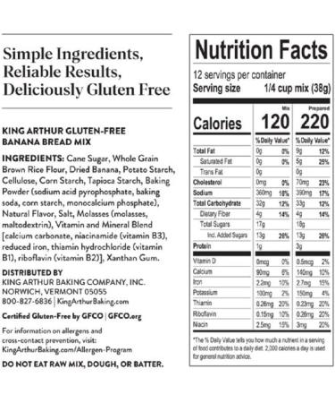 King Arthur Baking Company Gluten Free Banana Bread & Muffin Mix Kosher One 16 oz (454 g) Box - Buy Online on GoSupps.com