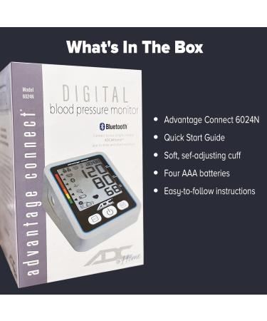 Buy ADC Advantage Connect 6024N Bluetooth Blood Pressure Monitor - BHS AA Rated Wide-Range Navy Cuff Free App | International Shipping Available - Buy Online on GoSupps.com