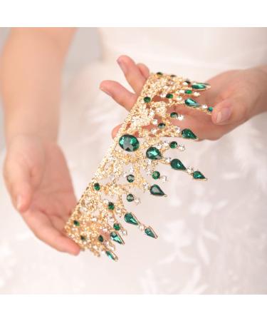 JWICOS Baroque Emerald Green Tiara Crown for Women | Rhinestone Wedding Princess Crown Tiara | Prom, Pageant, Birthday Party Accessory - Buy Online on GoSupps.com