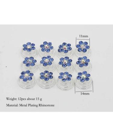 24PCS Rhinestone Flower Spiral Hair Pin - Crystal Twisters Coils Clips for Wedding Bridal Hair Accessory (Blue) - Buy Online on GoSupps.com