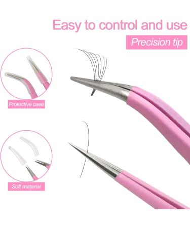 Sularpek 2 Pcs Stainless Steel Tweezers Set for Eyebrow and Eyelash, Straight and Curve Tip, Pink - Perfect for Ingrown Hair and Facial Hair Removal - Buy Online on GoSupps.com
