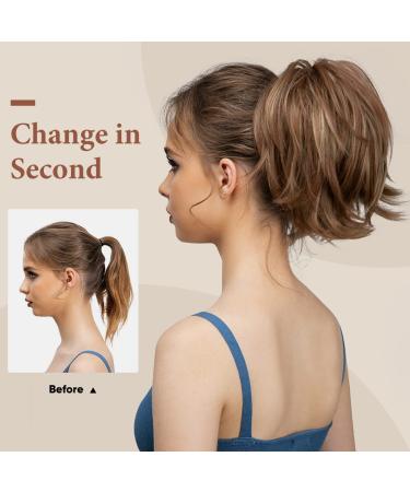Short Messy Bun Claw Clip Hairpiece - Black/Brown Straight Fake Hair Extension - Buy Online on GoSupps.com