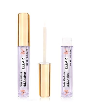 Clear Eyelash Glue Eyelash Adhesive Super Strong Hold Lash Glue Waterproof False Eyelashes Glue Suitable for Sensitive Eyes Lash Adhesive 0.176oz,(Clear) 1pcs Clear