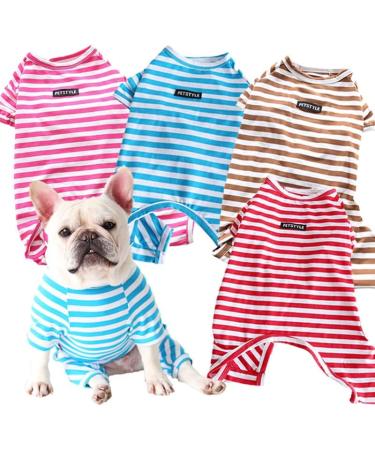 Classic Striped Bt Bear Fat Dog Pajamas - Soft Cotton One-Piece Costume for Pugs French Bulldogs & Small to Medium Dogs - Red (M) - Buy Online on GoSupps.com
