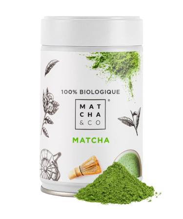 Matcha & CO Th Matcha 100% Biologique 80 g Qualit C r monielle Poudre de th Vert Biologique du Japon.