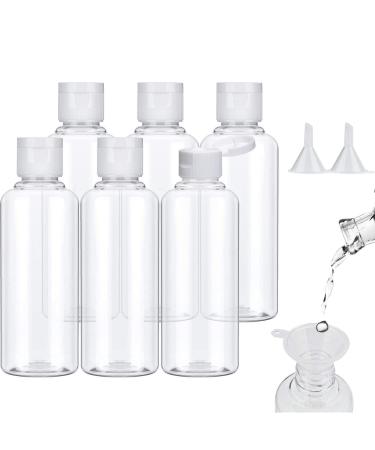 Voarge travel bottles Set 6 pack travel bottle 100ml plastic bottle with 2 small funnel transparent plastic air flight bottle for flight airport vacation (white) - Buy Online on GoSupps.com