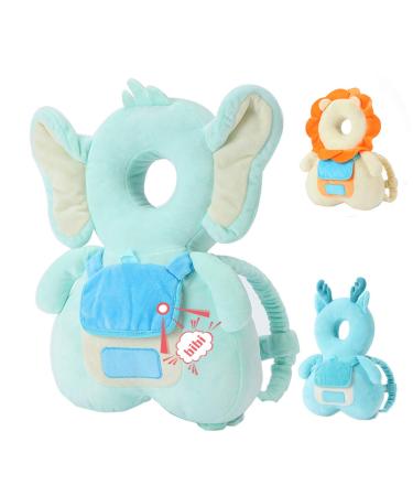 Head Safety Protector Pad for Baby Toddler Walker,Infant Talking Head Protection Backpack Cushion (Light Blue Elephant)