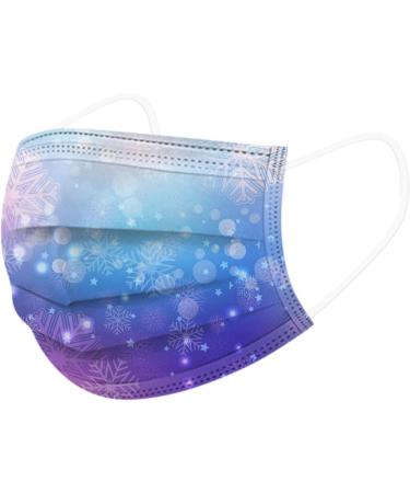Snowflakes Disposable Face Masks Breathable Dust Stretchable Elastic Ear Loops Christmas Holiday Casual Print Face  - Buy Online on GoSupps.com