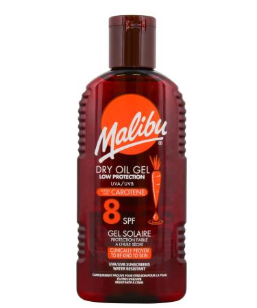 Malibu Sun SPF 8 Non-Greasy Dry Oil Gel with Carotene for Tanning Low Protection Water Resistant 200ml