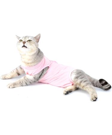 Ranphy Cat Recovery Suit for Abdominal Wounds or Skin Diseases Soft Cotton Surgical Recovery Shirt Breathable E-Collar Alternative After Surgery Home Indoor Anti Licking Clothes Pink M M(Chest:34cm Back:25cm Neck:24cm) pink - Buy Online on GoSupps.com