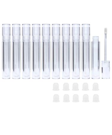 Lip Gloss Tubes with Wand Empty, 10 Pack 5ml Transparent Lip Gloss Containers, Clear Crystal Lip Gloss Tubes with Rubber Stoppers for DIY Lip Gloss