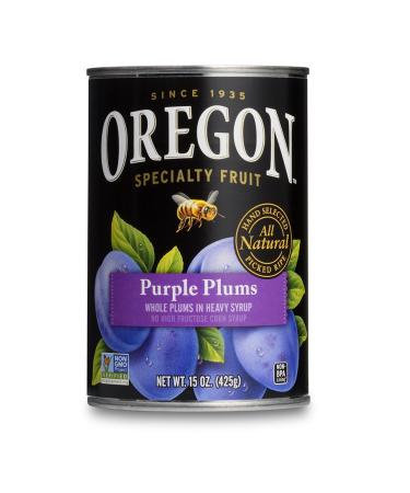 Oregon Fruit Whole Purple Plums in Heavy Syrup, 15-Ounce Cans (Pack of 8)