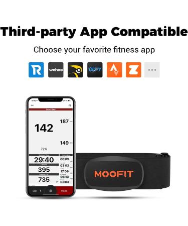 Moofit Bluetooth/ANT+ Heart Rate Monitor Chest Strap - Waterproof & Compatible with Peloton, Zwift, Rouvy, TRX, Strava, DDP Yoga - Buy Online on GoSupps.com