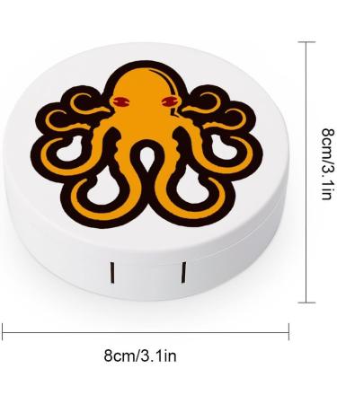 Yellow Octopus Cute Contact Lens Case | Portable Round Storage Box with Mirror for Travel & Daily Use - Buy Online on GoSupps.com