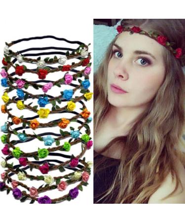 Shop Multicolor Boho Flower Crowns | Elastic Hippie Hair Wreaths for Weddings & Photography - International Shipping - Buy Online on GoSupps.com