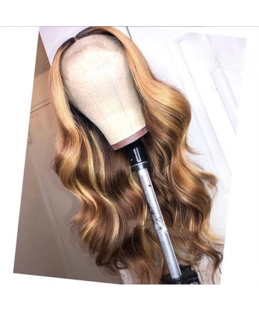 18 Inch Honey Blonde Highlight Ombre Body Wave Lace Front Wig - Grade 9A Malaysian Virgin Human Hair - Pre Plucked & Bleached Knots - Glueless - Women's Human Hair Wig (4/27) - Buy Online on GoSupps.com