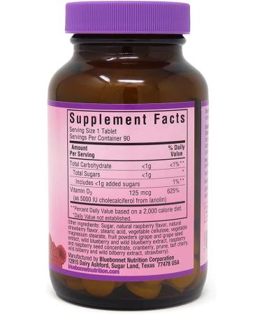 Bluebonnet Vitamin D3 5000 IU - 90 Chewable Tablets | Boost Immune Health - Buy Online on GoSupps.com