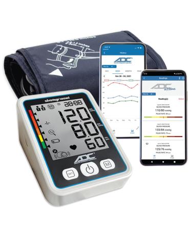 ADC Advantage Connect 6024N Automatic Digital Blood Pressure Monitor with Bluetooth and Free App BHS AA Rated Wide-Range Adult Navy Upper-Arm Cuff