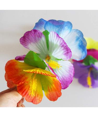 Hibiscus Flower Hair Clips - 6 Pcs Hawaiian Theme Artificial Hair Accessories for Women and Girls | Costume Party Favors in Random Colors - Buy Online on GoSupps.com
