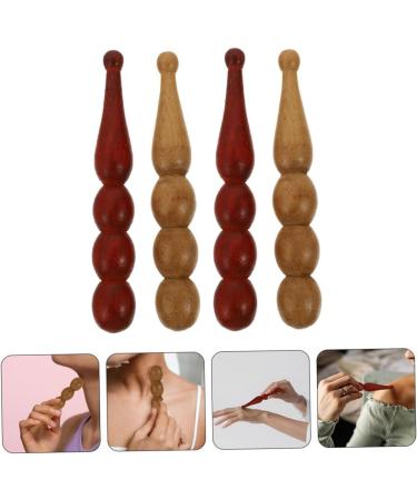 Solustre 12 Pearl Massage Stick - Hand & Facial Massage Device | Wooden Pulse Massage Pencil & Foot Roller | Massage Accessories in Red Pear Fragrant Wood - Buy Online on GoSupps.com