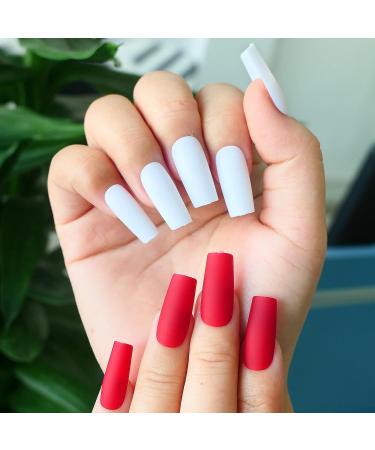 480pc LuckForever Square Press on Medium Fake Nails - Full Cover Colored Artificial Fingernail Tips for Women - Matte Finish, 4 Colors - Buy Online on GoSupps.com