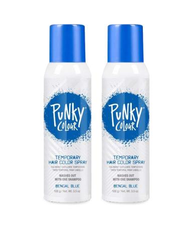 Punky Temporary Hair Color Spray Bengal Blue Non-Damaging Hair Dye for Instant Vivid Hair Color 3.5 oz 2 Pack 3.5 Ounce (Pack of 2) Bengal Blue