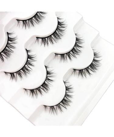 Eyelashes Faux Mink Lashes Natural Look Thick Wispy False Eyelashes 11mm 15mm Thin Band Simple Fake Lashes for Small Eyes 5 Pairs (JKX61) - Buy Online on GoSupps.com