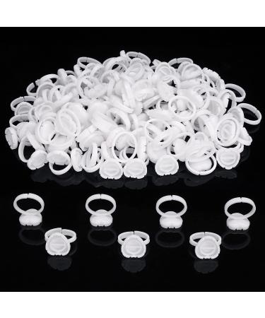 Limko Glue Rings 100PCS Cute Glue Cups Eyelash Glue Holder Makeup Cup for Lash Extensions Supplies (Triangle White)