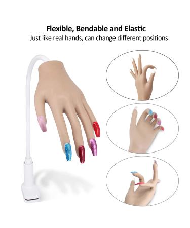 Silicone Nail Practice Hand with Aluminum Alloy Bracket - Flexible & Durable for Acrylic Nails - Brown - Buy Online on GoSupps.com
