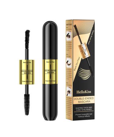 New 2 in 1 Double Mascara 4D Fiber Mascara Waterproof Mascara Super Dense Mascara Longer Fuller and Longer Lasting