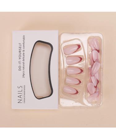 24Pcs/Set Press On Nails Mid Length Pink False Nails Acrylic Fake Nails Full Cover Nails Tips Artificial Finger Manicure Press on nails for Women and Girls - Buy Online on GoSupps.com
