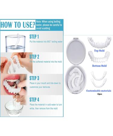 Jhongla Dental Veneers - Top & Bottom Dentures for Temporary Dental Restoration - Cover Yellow Teeth, Missing Teeth, Perfect Braces - White - Buy Online on GoSupps.com