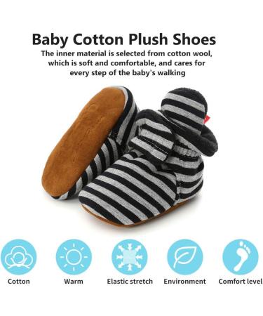 EDOTON Unisex Newborn Winter Boots - Stripe Dark Black | Non-Slip Soft Bootie Sock 0-6 Months - Buy Online on GoSupps.com