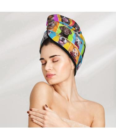 Cute Dogs Collage Microfiber Hair Towel | Super Absorbent Hair Wrap for Long Curly & Thick Hair - Quick Dry Coral Velvet Towel for Women - Buy Online on GoSupps.com