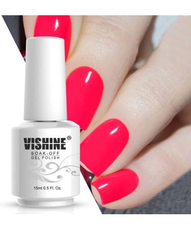 Vishine Nail Gel Polish 15ml Soak Off Nail Gel Polish Nail Art Manicure Salon DIY at Home Long-lasting - Hot Pink 0.5 OZ - Buy Online on GoSupps.com